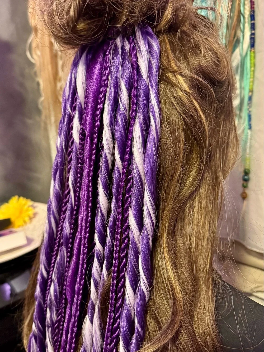 Purple & White Synthetic Braided Hair Extensions - Women Hair Wigs & Extensions